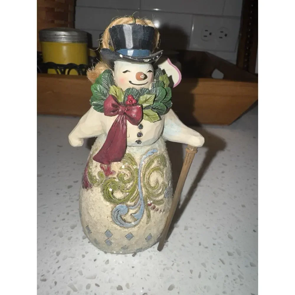 Jim Shore Victorian Snowman Figurine Hand Painted Resin 6in Christmas